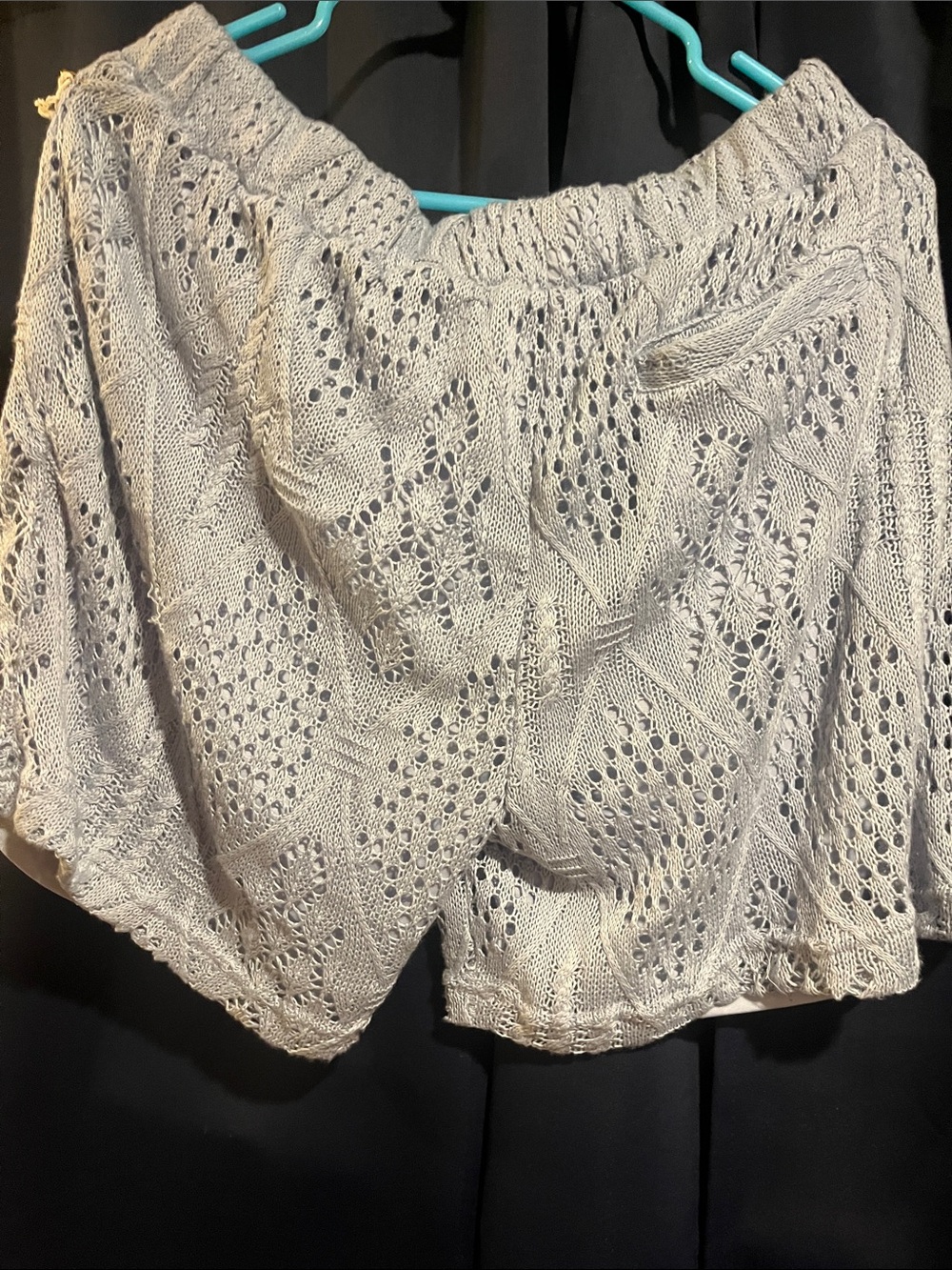 High-Waist Crochet Knit Shorts in Light Taupe - Picture 8 of 8